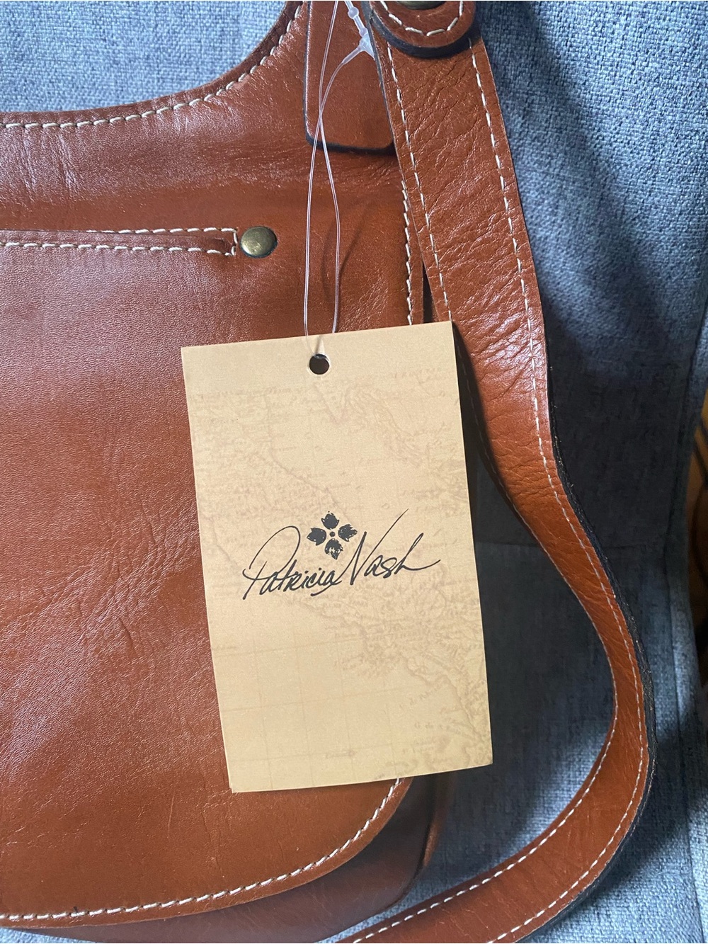 Patricia Nash Tan Luxury Designer Boho London Full-Grain Leather Saddle Bag - Picture 6 of 15